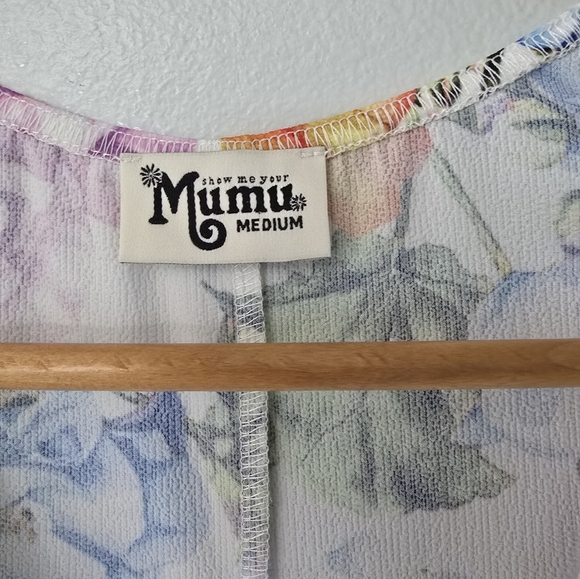 Show Me Your Mumu Ibiza White Multi Color Floral Open Back Mini Dress Size M - Picture 2 of 12